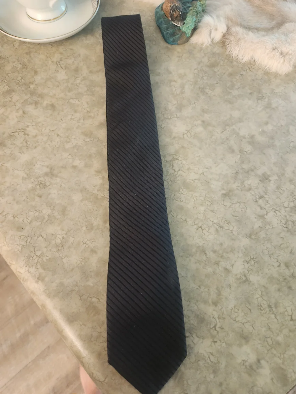 Vintage Calvin Klein Black Skinny Diagonal Striped Tie